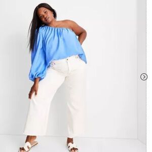 🆕👖High-Rise Raw Edge Ecru Jeans